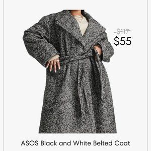 ASOS Black and White Belted Coat